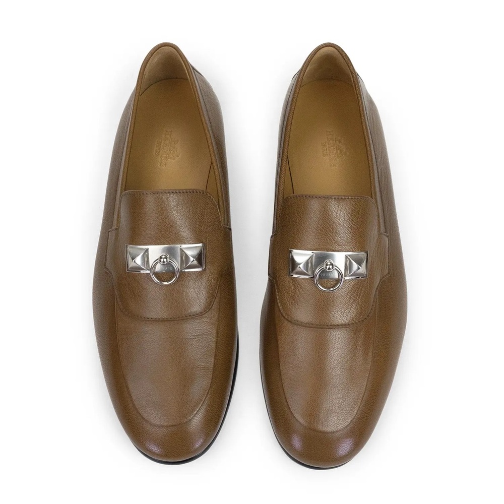 Hermes Hermes Blaise Loafer Natural Safari 9/42  Brown Silver Loafers Slip-Ons